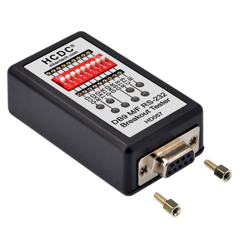 HCDC RS232 Breakout Tester LED Monitor, DB9 Male to Female Breakout Module, HD057