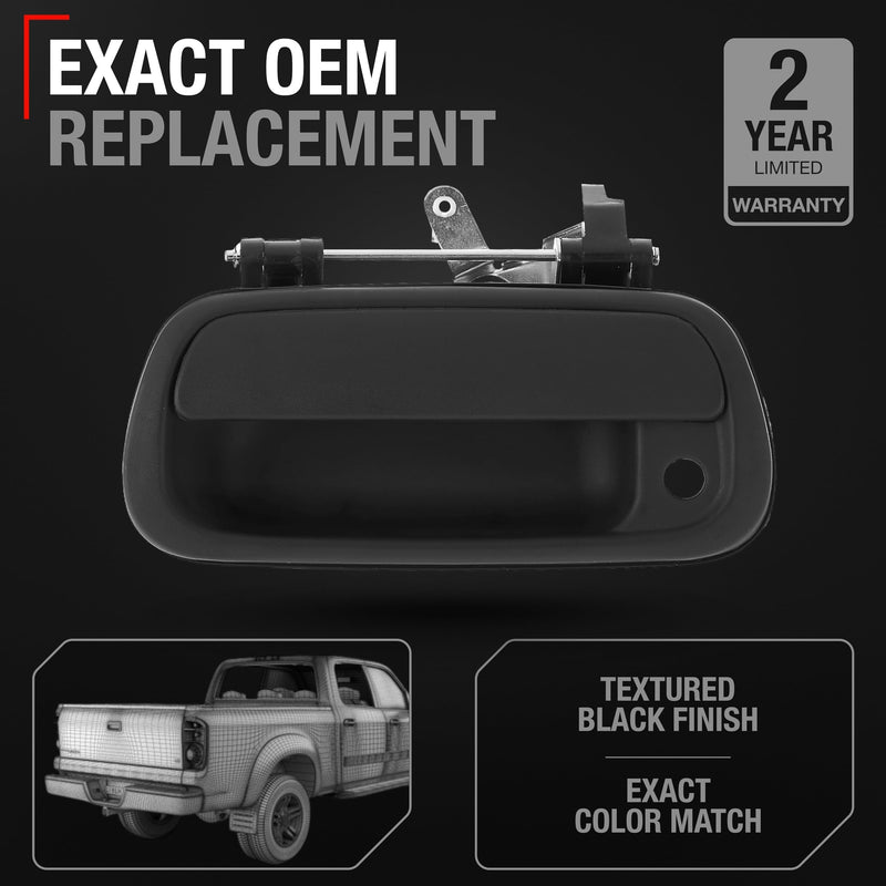 Tailgate Handle Assembly Replacement with Keyhole - Compatible with 2000-2006 Toyota Tundra - Tail Gate Handle Latch Textured Black - OEM 69090-0C030-C0, 69090-0C010, 80866, TO1915110 Standard - 3.32 x 5.11 x 3.32 inches