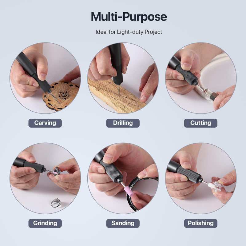 Electric Engraving Pen, USB Rechargable Engraving Pen with 24 Bits, Cordless Etching Engraving Tool, Portable DIY Rotary Engraver for Jewelry, Wood, Glass, Stone, Carving, Resin Grey