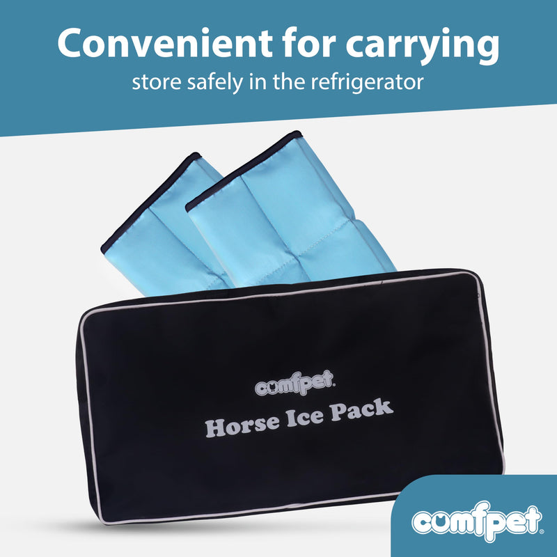 Gel Horse Ice Pack with Carry Case Reusable Cooling Horse Leg Wrap for Injury Therapy and 2 Piece Hoof Soaking Boot for Hoof Problems