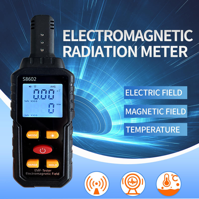 EMF Meter,3 in 1 Digital Electromagnetic Field Radiation Detector,S8602 EMF Detector,EMF Reader Tester,EMF Inspection,Ghost Hunting Equipment Kit for Home Office Outdoor