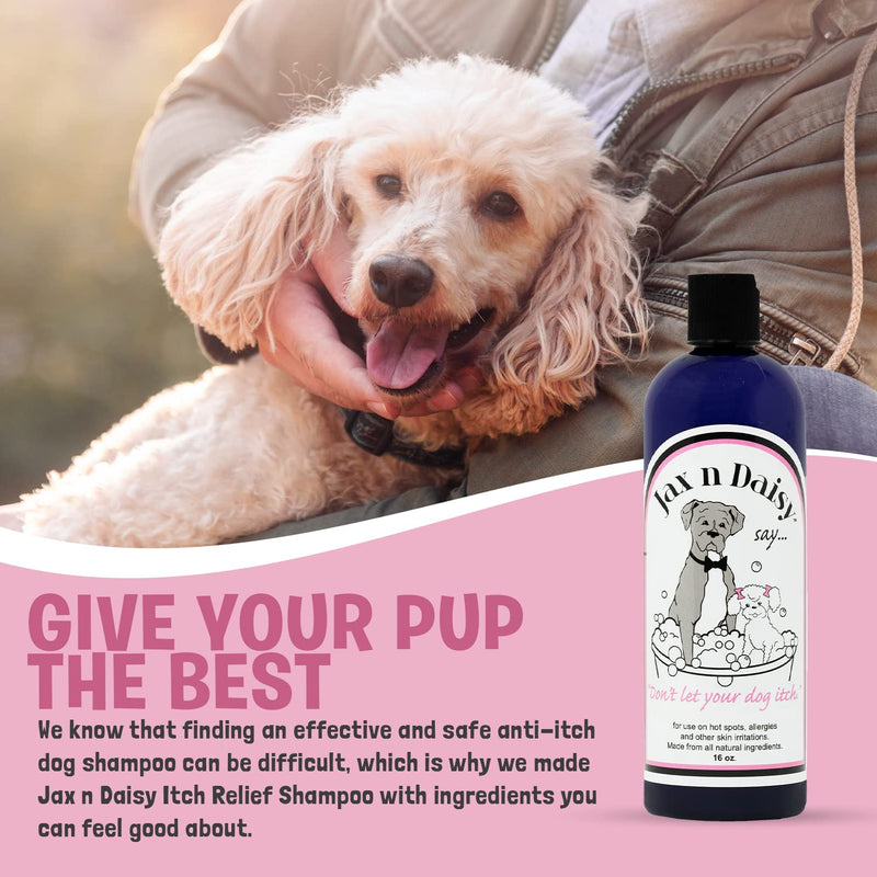 Jax n Daisy Dog Shampoo - Gentle and Effective Allergy and Sensitive Skin Shampoo for Dogs - Eliminates Odors, Fleas, and Soothes Itchy Skin - Perfect for Puppies Itch Relief Shampoo 16oz - PawsPlanet Australia