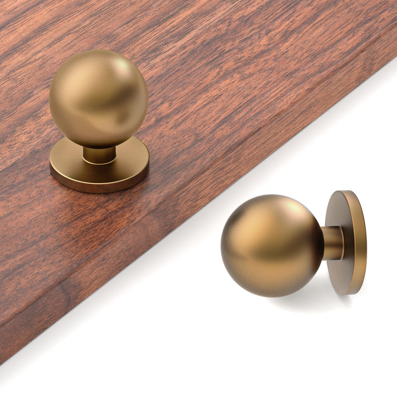 FILTA 30 Pack 1Inch(27mm) Diameter Round Solid Ball Champagne Bronze Cabinet Knobs Drawer Pulls Cabinet Hardware for Kitchen Cabinets and Bathroom Cabinets Single Hole Knob