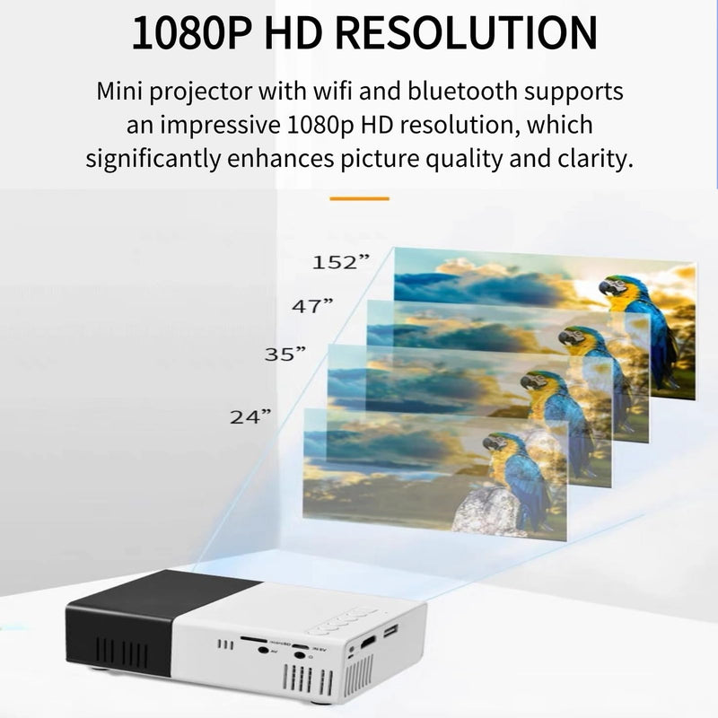 Mini Projector proyector 1080P HD Mini Kid Projector Black White proyector for Videos Projectors
