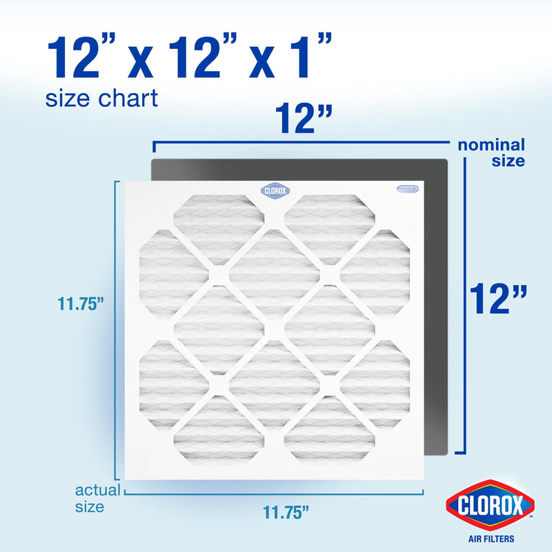 Clorox 12x12x1 Air Filter, MERV 11 Pleated HVAC AC Furnace Air Filters for Dust, Pollen and Pet Dander, MPR 1000 & FPR 7 – Pack of 4 MERV 11 Plus