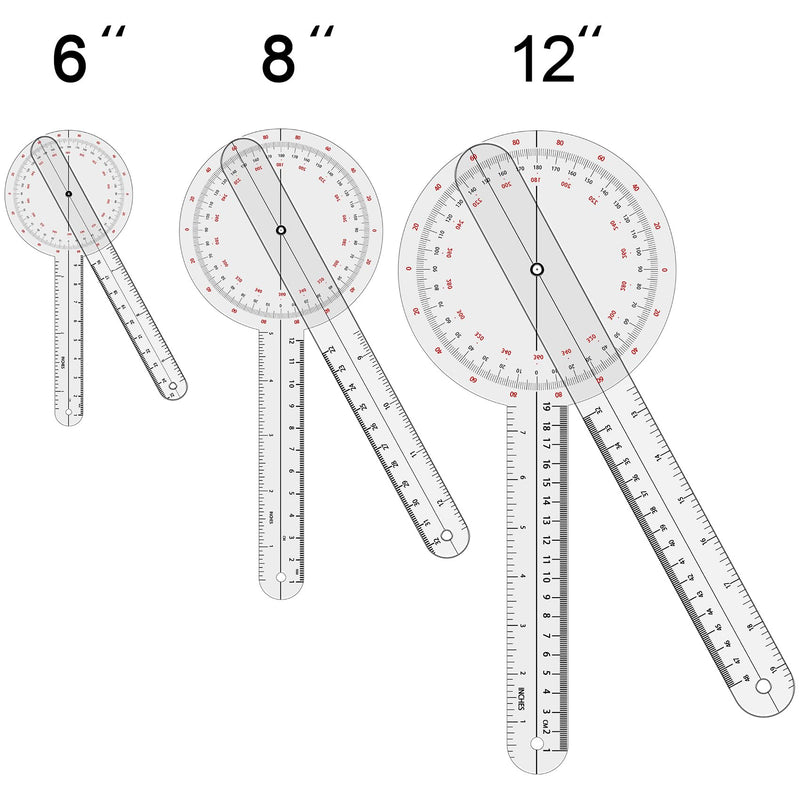 Goniometer Set 2-3 Pieces 12", 8", 6"/ 360 Degree 3 pcs - 12'', 8'', 6''