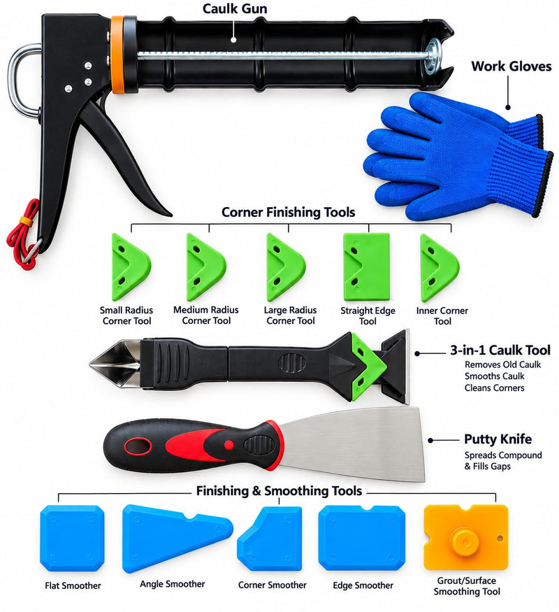7-Piece Caulking Kit with Caulk Gun