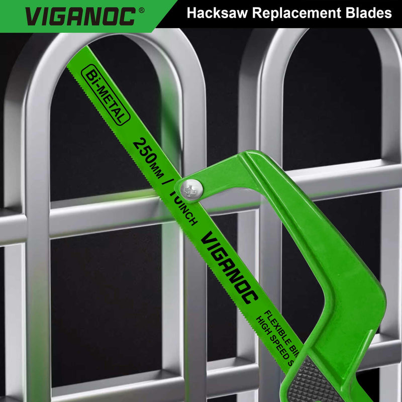 10" Hacksaw Replacement Blades Set, Bi-Metal High Speed Steel Hack Saw Blade Sets - 18T - 24T - 32T HSS Saw Blades, 10 Pack 10pc.blades set