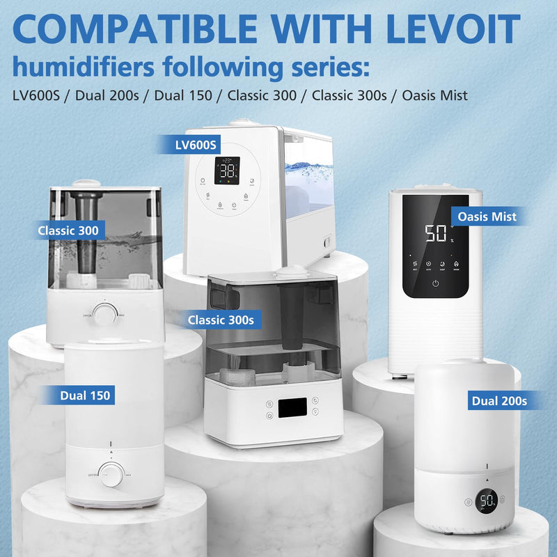 30-Pack Top Fill Humidifier Replacement Filter Compatible with LEVOIT Classic160, Dual150, Dual200S, Classic300(S), LV600S, OasisMist450S, Superior6000S Humidifiers White 1