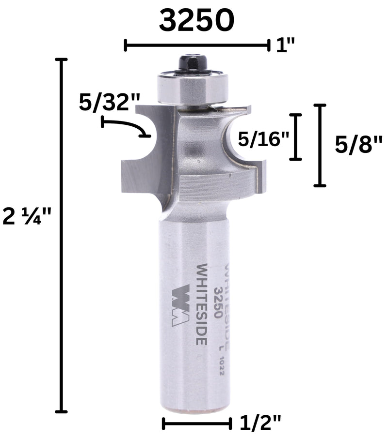 Whiteside Router Bits 3250 Edge Beading Bit with 1-Inch Large Diameter and 5/8-Inch Cutting Length