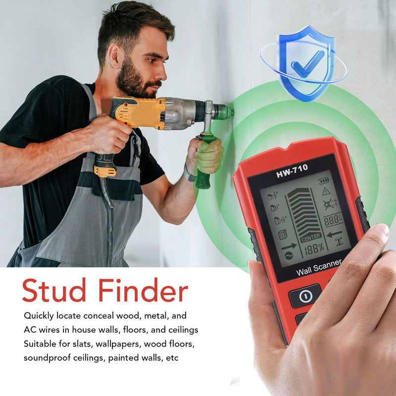Stud Finder Wall Scanner Electronic Drywall Stud Detector, High Precise 7 in 1 Wood Metal Cable Locator with LCD Display for Construction Site, Stud Detector Beam Finder