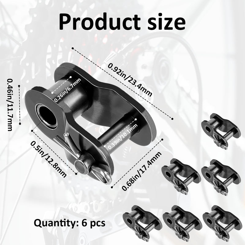 Roller Chain Offset Link #420, 6 Pieces 420 Chain Half Link Master Link Small Crank Chain Connecting Links Carbon Steel 1/2" Pitch 420 Offset Links, Black