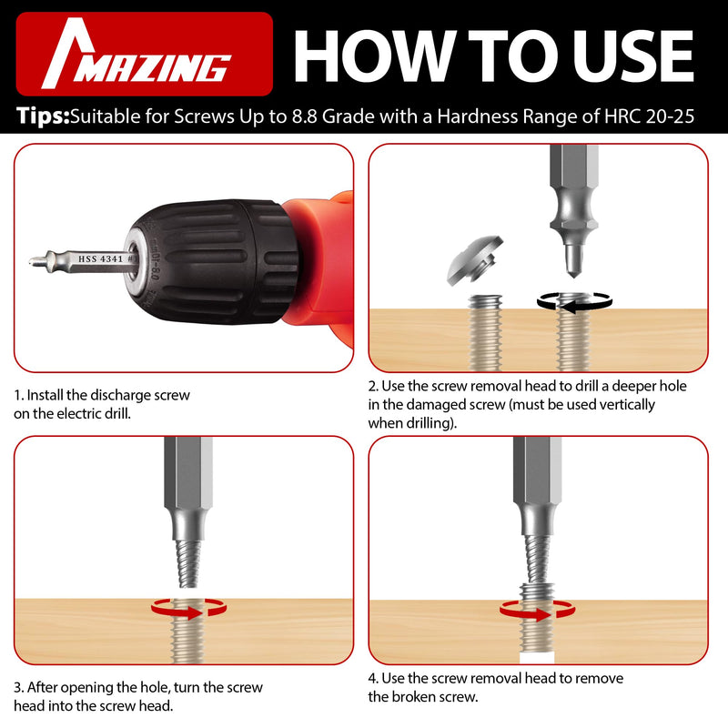 MAZING Damaged Screw Extractor Set, 6PCS Stripped Bolts Extractor Kit, Easy Removal of Rusty & Broken Drill Bits, Drill Bit Bolt Remover and Extractor, Broken Stripped Screw Extractor, Gifts for Men