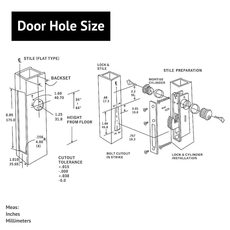 elox Storefront Narrow Stile Mortise Door Lock Hookbolt, Sliding Bolt & Zinc Alloy Cylinder Combo with Key & Adams rite cam, (31/32" Backset, Bronze Duronodic Color) Bronze Duronodic Finish