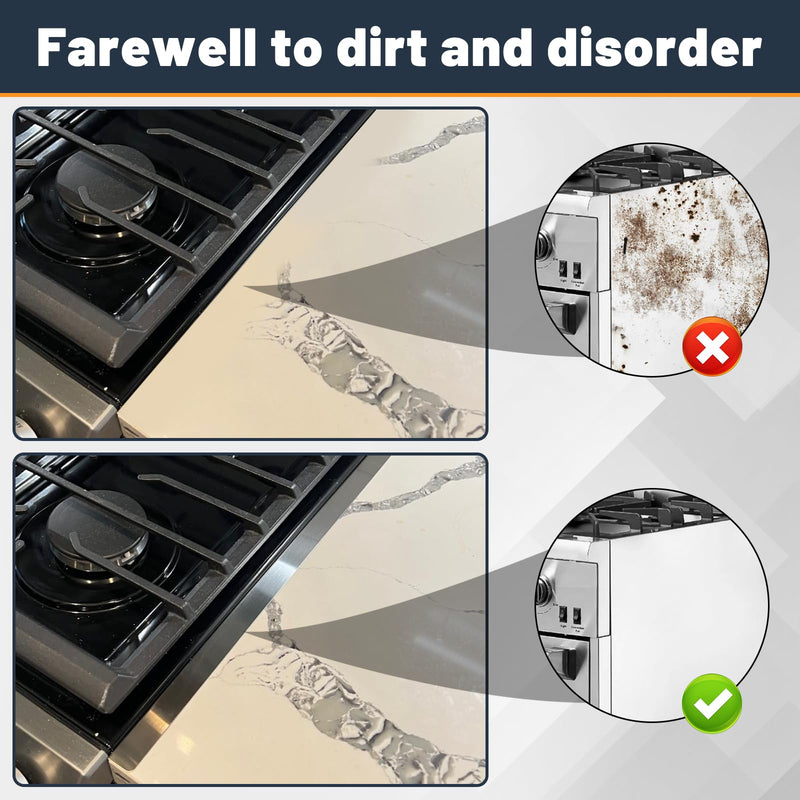 Stove Gap Filler, Stove Gap Covers Stainless Steel, Adjustable 13.8-27.5 In(2 Pack), Heat Resistant, Gas Stove Side Gap Protector, Silver