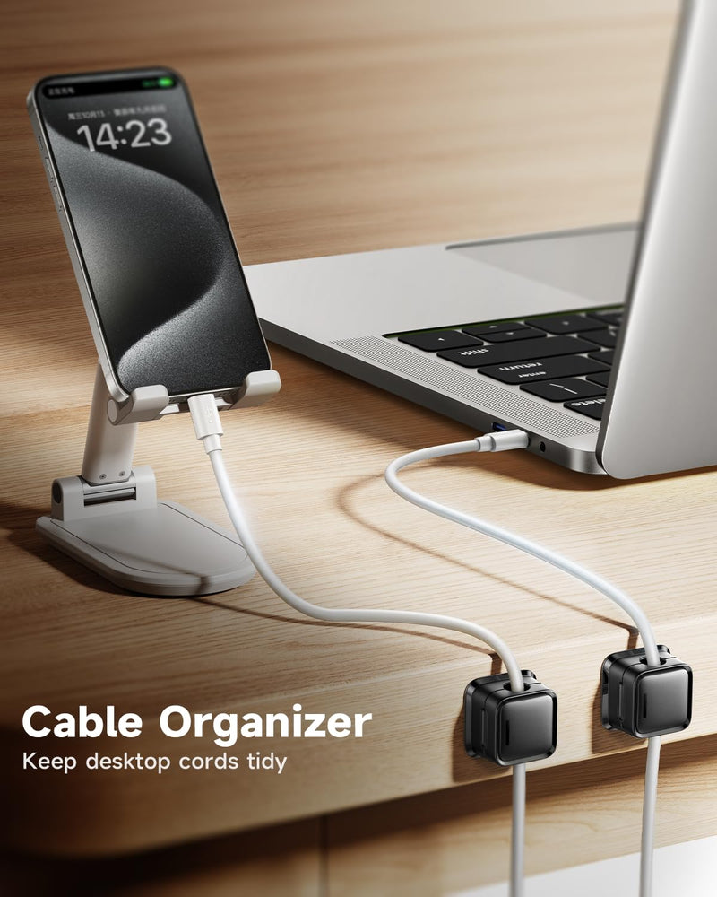 Cord Organizer Holder, 8 Pack Magnetic Desk Cable Clips Management, Hide Phone Charging Cable Keeper, Strong Adhesive Wire Charger Holder for Nightstand, Kitchen Appliances, Office Supplies Black
