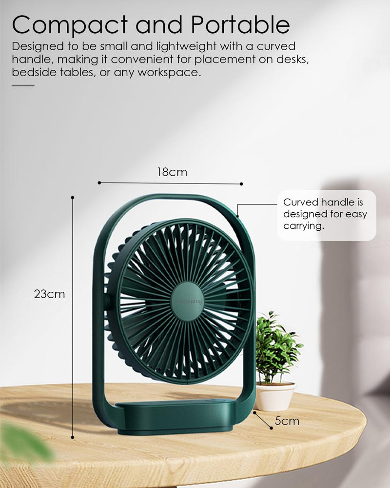 AceMining Silent & Cooling 4 Speed USB Fan with Night Light & 330 Rotation, Small Table Fan for Bedroom Office Bedside White