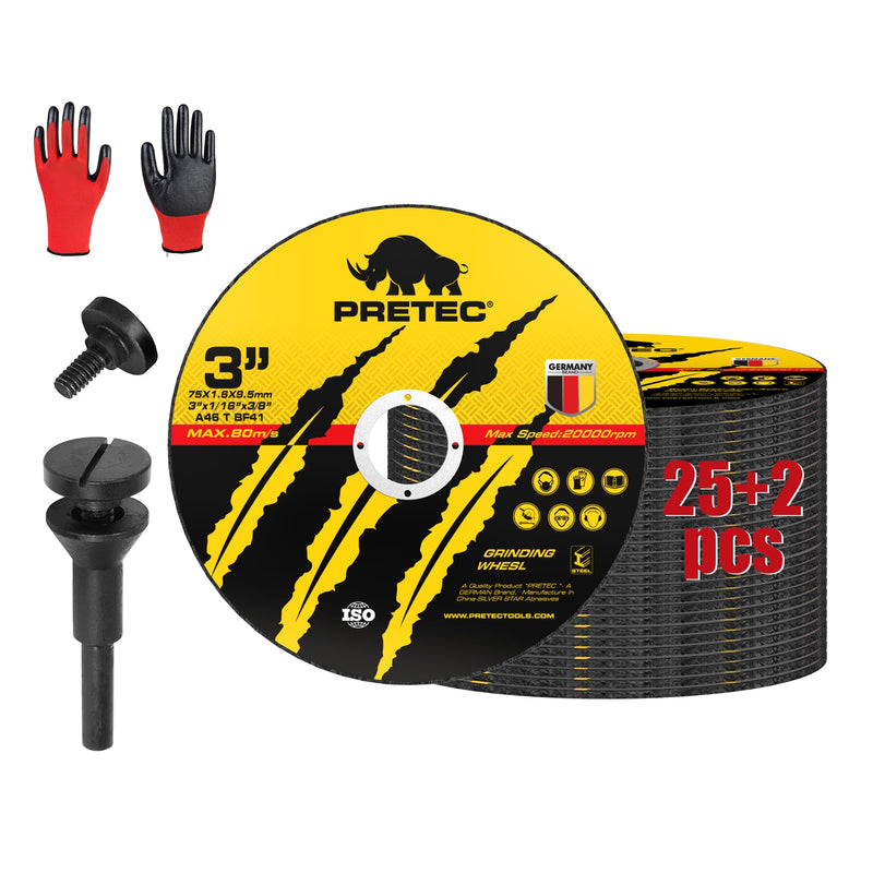 Die Grinder Cut-Off Wheel, 27 Pcs 3Inch Cut Off Wheels with 1/4 in Mounting Mandrel Kit for Die Grinder, 3/8" Arbor Hole Cutting Wheel for Metal & Stainless Steel Rotary Tool Drill Attachment 30