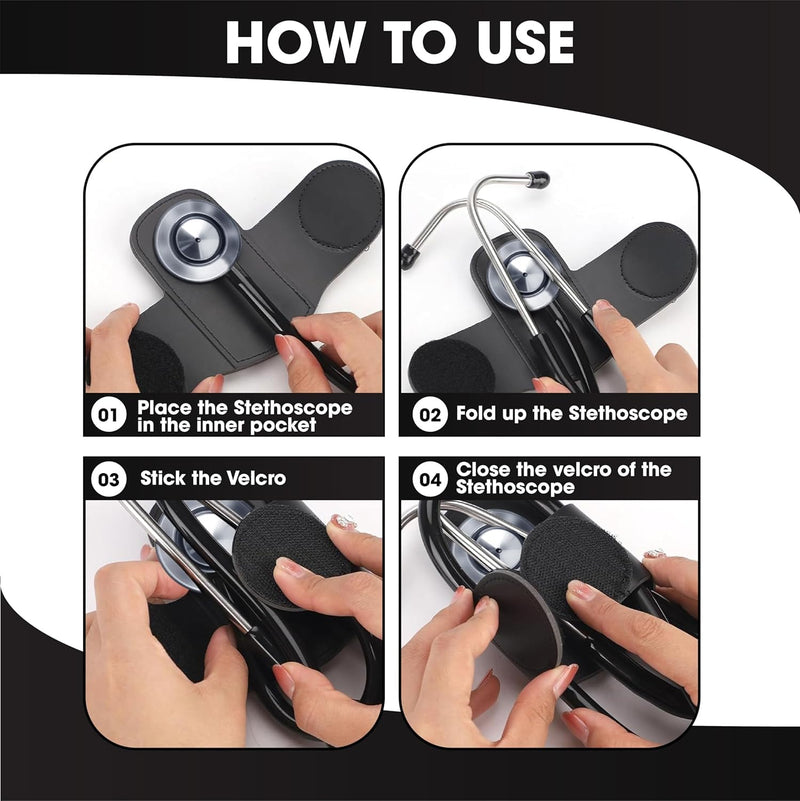 meloxy Premium Leather Stethoscope Holder Hip Clip – Compatible with Littmann Classic 3, Cardiology 4, Eko Core 500 Digital Stethoscopes – Hands-Free Stethoscope Accessories for Doctors, Nurses, EMTs