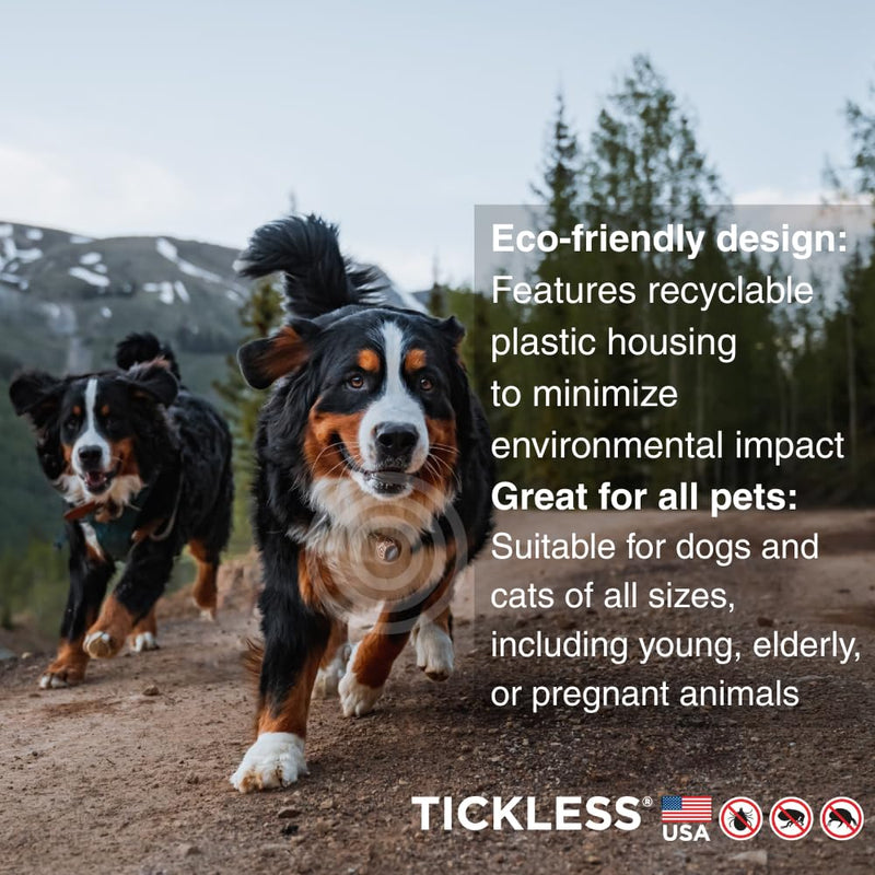 Tickless Pet Ultrasonic Anti Tick Bite and Flea Spread Device Black | Fragrance-Free Protection for Cats and Dogs Lasts 6 Months | On Collar and Harness