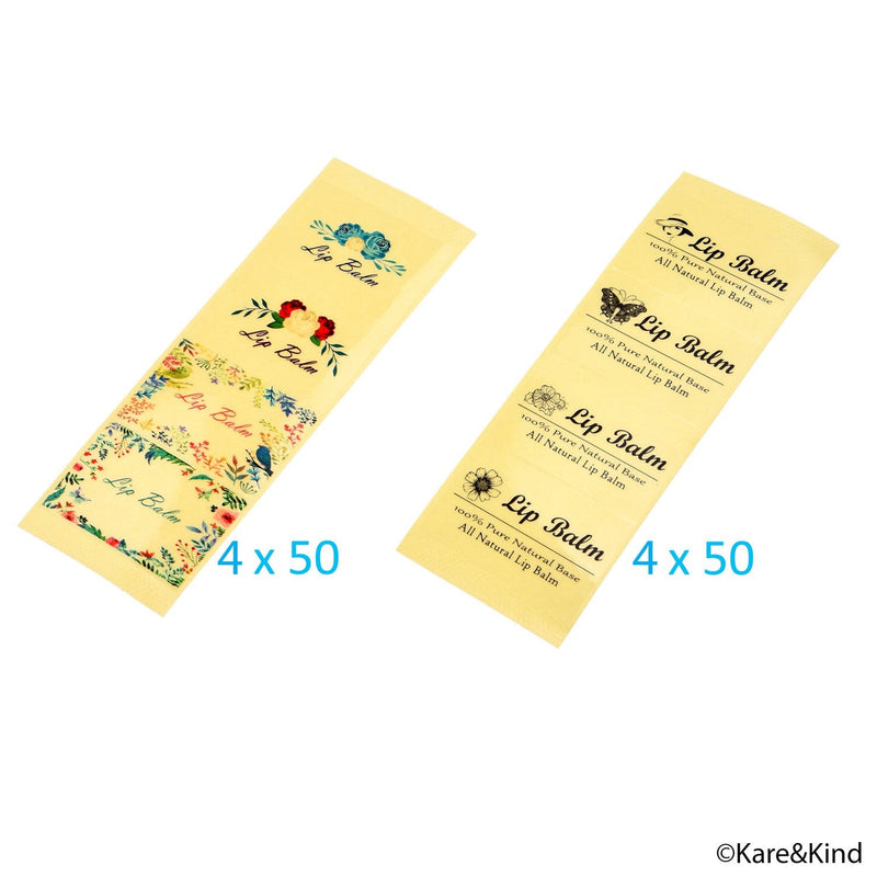Kare & Kind Value Pack of 400 Labels - 8 Different Designs - for Lip Balm Containers, Nasal Inhaler Tubes, etc. - Self Adhesive, Easy Peel 400 pieces A Multicolor