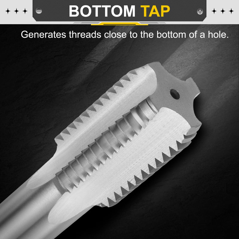 uxcell Hand Bottom Tap 1"-3/8"-6 BSW 2B Thread Bottoming Style Threading Taps High Speed Steel HSS6542 Straight Flutes Screw Tapping Tool