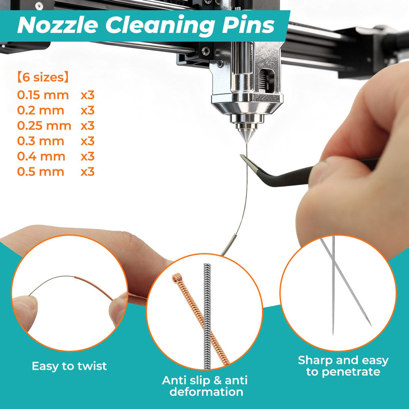 25PCS 3D Printer Nozzle Cleaning Kit with1.5Nm Nozzle Torque Wrench | For 3D Printer Nozzle Changing,Works on 6mm & 7mm & 8mm nozzles,Correctly Seals Nozzle Onto The Hot Block Torque Wrench Kit & Cleaning Kit
