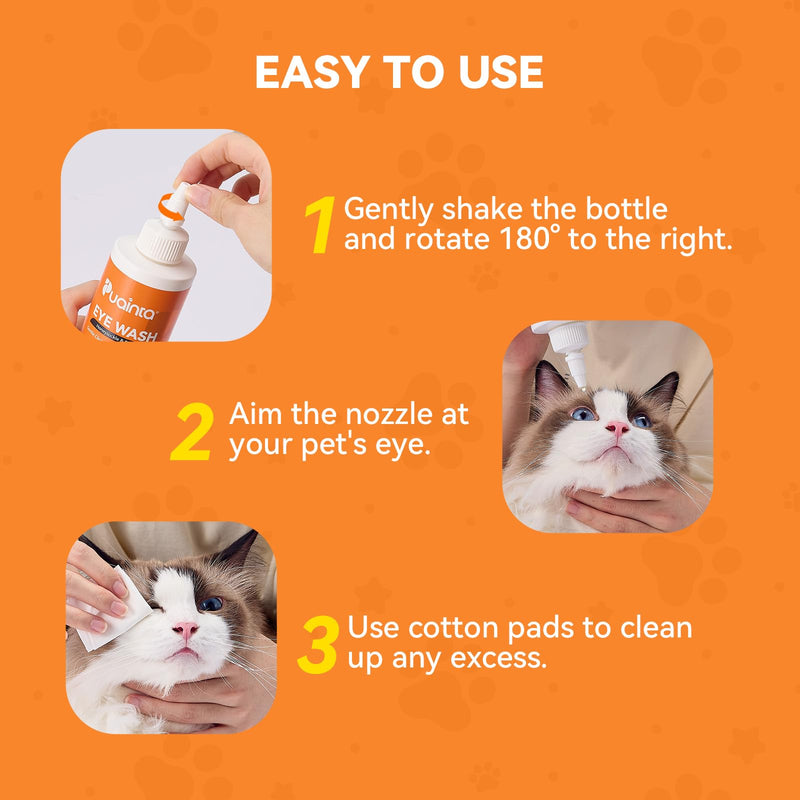 PUAINTA Dog Eye Drops, Eye Infection Treatment, Eye Drops for Dogs & Cats, Soothe Irritation Pink, Dry Eyes, Itchy Eye Wash Tear Stains, Debris Cleaner, Natural Daily Eye Care, Safe for Pets (8oz)