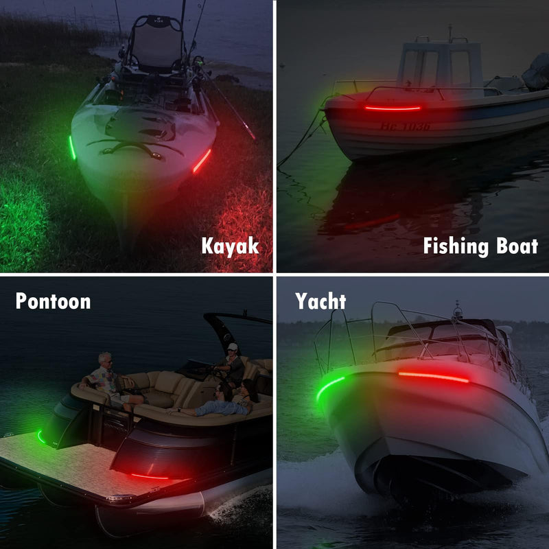 LED Navigation Lights for Boats - Red Green Marine Bow Sidelights, IP67 Waterproof for Kayak, Sailboat, Yacht Night Fishing & Boating (2 Red and 2 Green) 2 red and 2 green