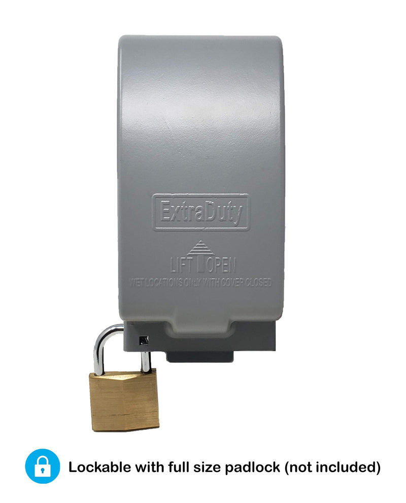 Sealproof 1-Gang Vertical Metal Weatherproof Lockable While in Use Outdoor Outlet Receptacle Cover, 7-in-1 Configurations