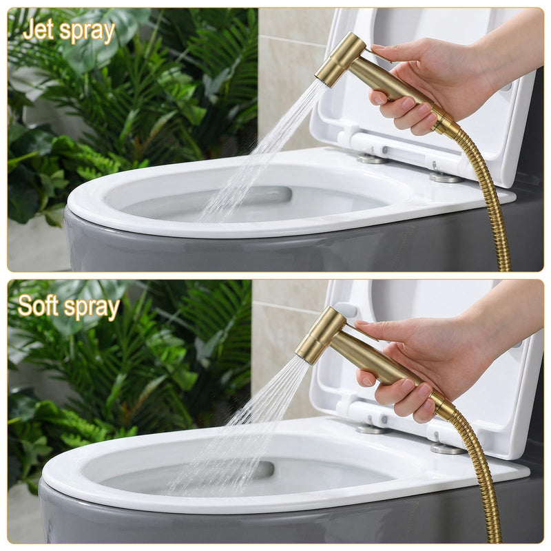 Gold Handheld Bidet Sprayer for Toilet,Stainless Steel Handheld Sprayer Kit With Adjustable Pressure For Personal Hygiene, Pet Bathing, Bathroom Cleaning