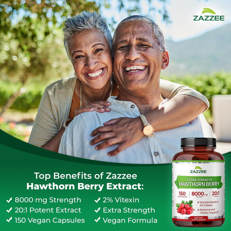 Zazzee Anti Aging Circulatory Support Bundle | Extra Strength Horse Chestnut Supplement with 20:1 Concentrated Hawthorn Extract Capsules | Non-GMO Vegan & ISO Lab Tested
