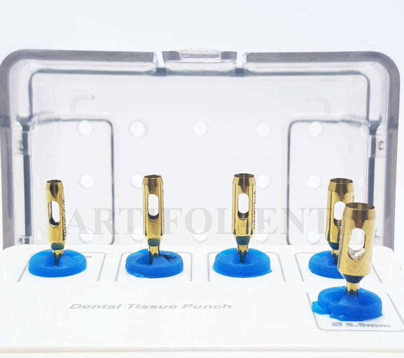 Dental Tissue Punch Kit Gold Color 5 Pcs Set with Holder OS1022