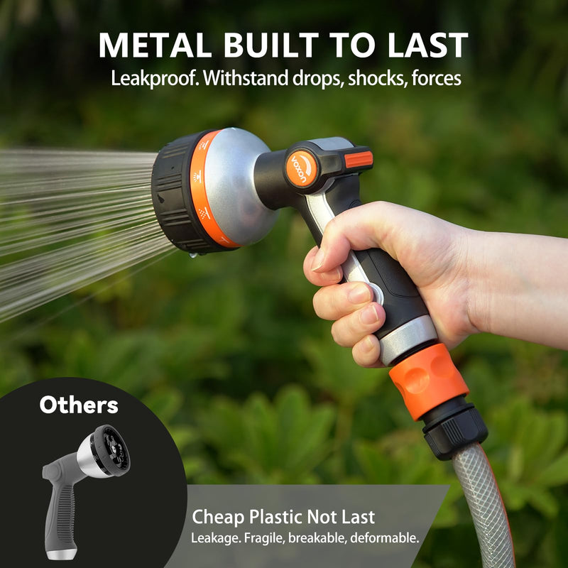 VOXON Hose Nozzle Heavy Duty 10 Spray Patterns - Metal Garden Water Hose Sprayer with Thumb Flow Control | On Off Valve, High Pressure Nozzle Sprayer for Lawn & Plant Watering, Car & Pet Washing With Replacement Seal Gaskets Black