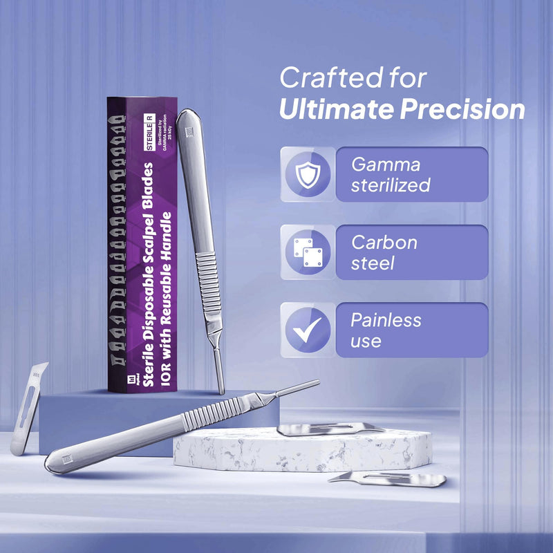 10R Blades Dermaplaning Razor for Women Face 10R Blades with Scalpel Handle - Pack of 15 Dermaplane Blades Scalpel 10R + Dermaplane Handle #3, Size 10R Scalpel Blades, Dermaplane Blades 10R #10R