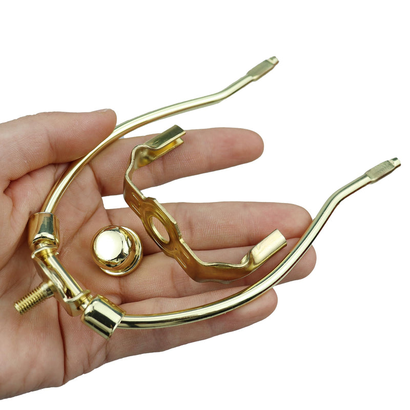 6 Inch Lamp Harp Set Detachable Heavy Duty Metal Lampshade Bracket with Polished Brass Finish Standard Saddle Base and Lamp Finials for Table and Floor Lamps 2 Pack 6 Inch-Polished Brass-2 Pack