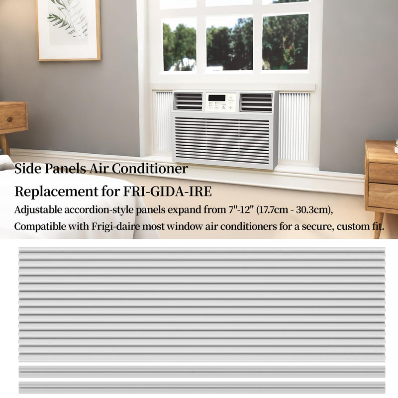 Side Panels Air Conditioner Compatible with Frigi-daire 18FFRACP01 Universal Air Conditioner Side Panels, Adjustable 7"-12" Width, Fits Most Window AC Units