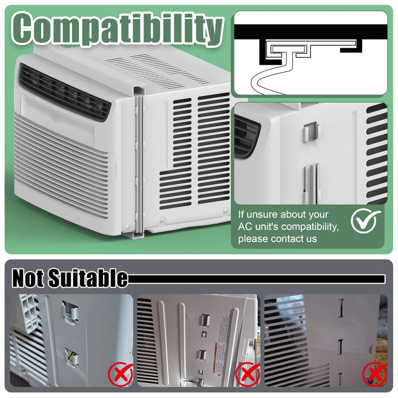 Window AC Side Panels with Frame Set,Air Conditioner Accordion Filler Curtain Replacement for Window AC Units,Fits Most 8,000 BTU Units,White,2 Pack Fits Most 8,000 Btu Units,white