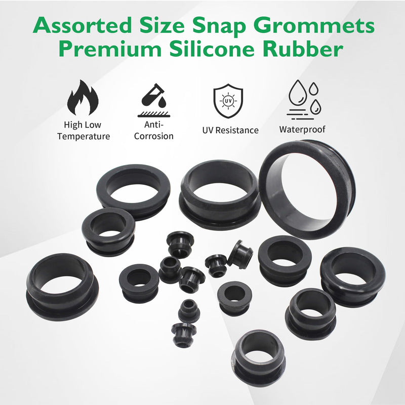 3/8" Drill Hole, 1/4" ID Silicone Rubber Top Hat Grommets for Wiring, 3/16" Groove Width, Automotive Firewall Wire Cable Protector Gasket Ring for Tubing in Hydroponic, Irrigation Systems, 35 pcs 1/4"ID, 3/8"DH