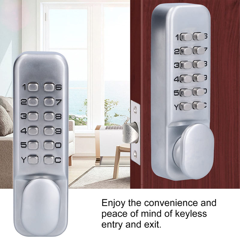 Keyless Gate Locks for Outdoor Fence, Mechanical Keypad Lock, Smart Lock for Outdoor Gate, Patio, Garage, Backyard, Bidirectional Install, Weatherproof Zinc Alloy (Silver) Silver