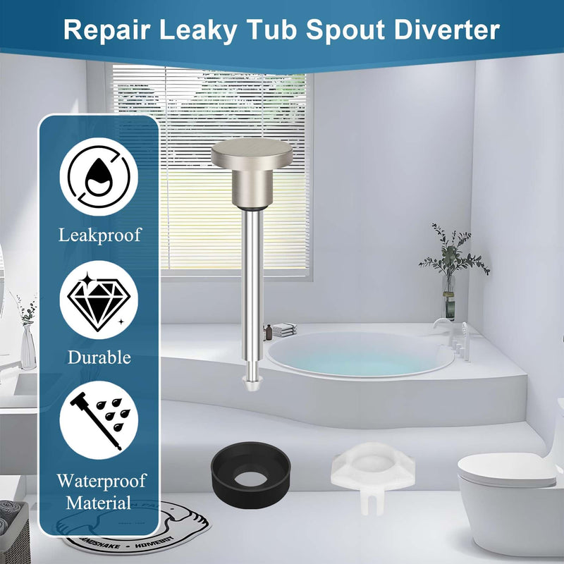 2 Set Tub Spout Diverter Repair Kit, Bathroom Shower Bathtub Leaky Faucet Repair Replacement Parts, Includes 2 Diverter Valve Stems, 2 Gates Seals and 2 Cup (Brushed Nickel) Brushed Nickel