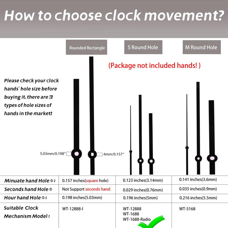 Revolutionizing Long Shaft Clock Mechanism Repair: The DW-1688 Series Quartz Movement, Your Solution to a High-Torque, Battery-Operated, Silent Sweeping Clock(32mm, no Clock Hands) Total Shaft Length: 32mm (1-1/4 inch)