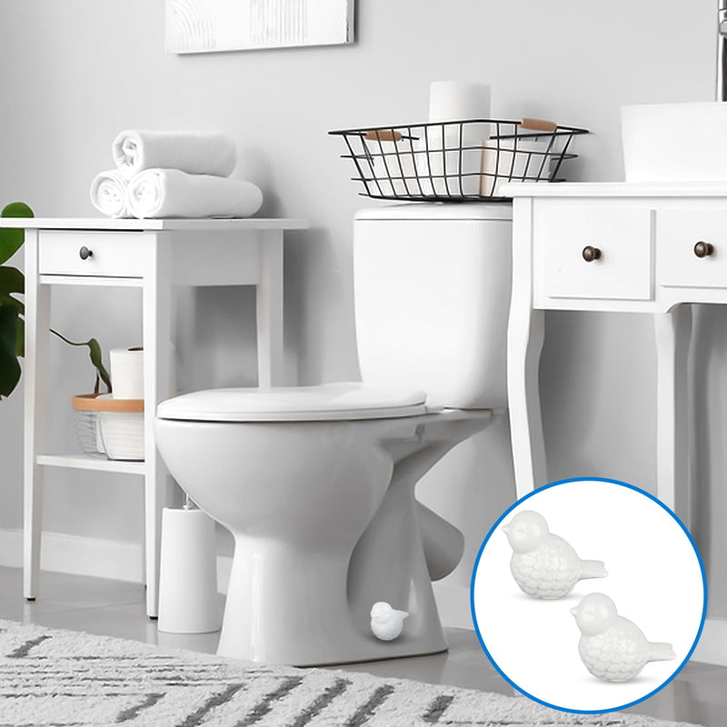 Ceramic Toilet Bolt Covers 2 Pcs Cute Bird Ceramic Covers for Toilet Bolts White Small Bird Toilet Bolt Decorative No Tools Required Easy Installation