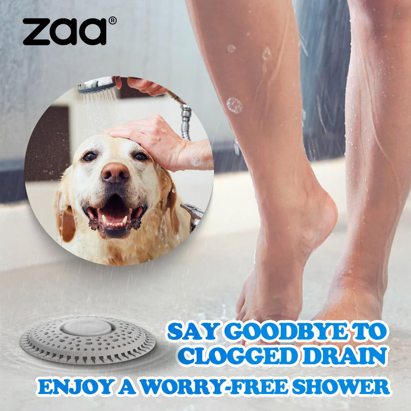 zaa Shower Drain Hair Catcher, Premium Silicone Drain Protector & Shower Drain Cover for Regular Drains of Shower Room, Bathroom, Gray