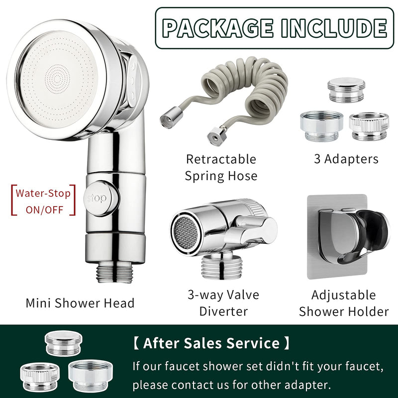 ZCONIEY Sink Faucet Sprayer Attachment Hair Pet Rinser Showerhead with Stop Water-saving Function a-silver