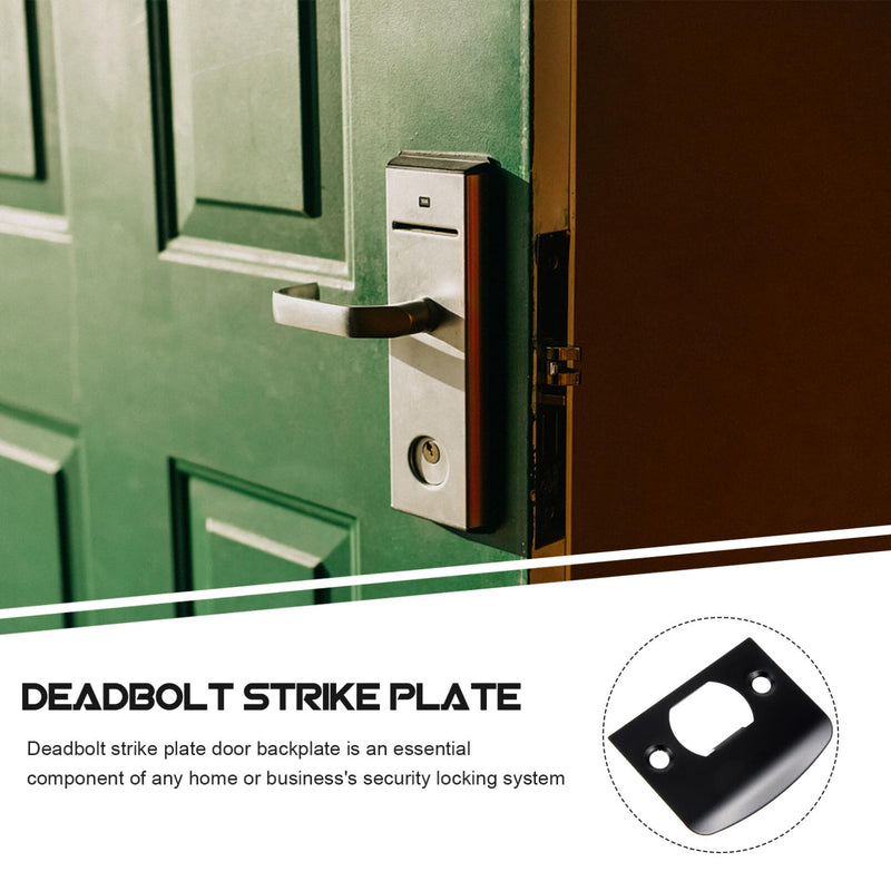 TEHAUX Door Strike Plate Deadbolt Strike Plate 2.16 X 1.77 in Door Reinforcement with Rounded Edges for Lock Alignment Security Replacement 4 Pack 5.5x4.5cm Black