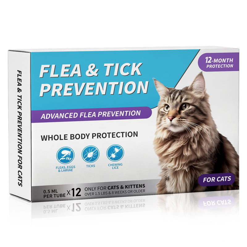 Topical Flea and Tick for Cats: Waterproof Topical Cat Flea and Tick Fast-Acting & Long-Lasting at Home, Control for Cats Over 1.5 lbs and 8 Weeks or Older