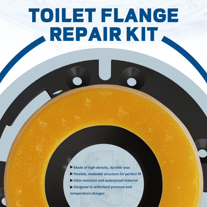 NEEXAN Toilet Flange Repair Kit with Wax Ring and Bolts, Fits 3-4 in Drains 8
