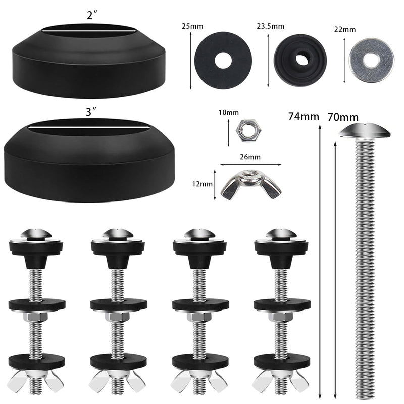 Universal Toilet Tank to Bowl Gaskets Kit, 4 PCS 2.75‘’ Heavy Duty Toilet Tank Bolts Replacement, Fits Most 2-Inch and 3-Inch Leak Resistance Toilet Flush Valve Opening