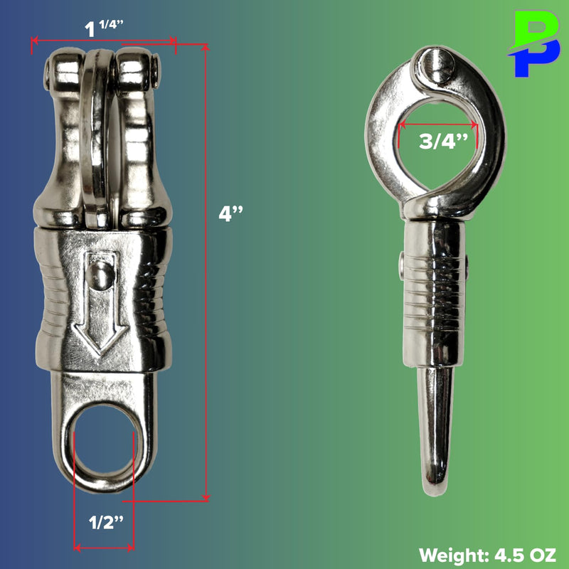Quick Release Panic Strap Snap Hook - for Motorcycle Get Back Whips, Animal Leads, Paracord Projects - 2 Pack